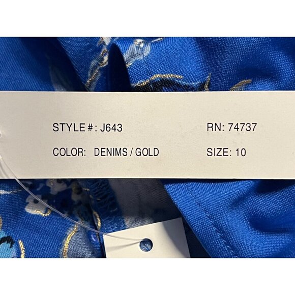 Shelby & Palmer Women Dress Size 10 Blue Floral Short Sleeve Drape Ruffle NWT Ne - Picture 8 of 10